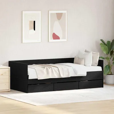 Image de Maison Exclusive - Cadre de lit de jour avec tiroirs Chêne noir 90 x 190 cm