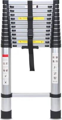 Obrázek produktu pro Jayseuw teleskopický žebřík 5m do 150kg 13 stupňů hliníkový stříbrný víceúčelový žebřík