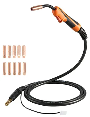 Obrázek produktu pro Svařovací hořák MIG/MAG 100 A – svařovací pistole – sada hadic 3 m – kontaktní hroty/trysky 0,8/0,9 mm – včetně náhradních trysek – pro svařování MIG/MAG v ochranné atmosféře – pro profesionály