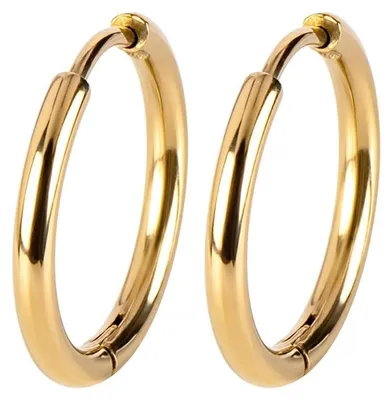 Obrázek produktu pro Náušnice Jacques Lemans S-O273B, dámské, kruhové, z nerezové oceli s pozlacením, průměr 18 mm