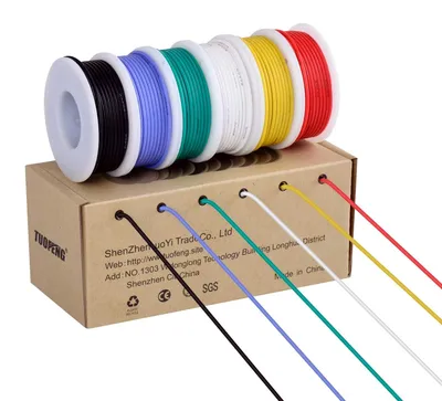 Productafbeelding van Flexibele siliconendraad, 6 verschillende kleuren, spoelen van 4 m, 600 V