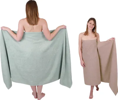 Produktbild von Betz 2 Stück XXL Badetücher 100 x 200 cm BERLIN  Saunatücher 100% Baumwolle Farbe – jade-cappuccino