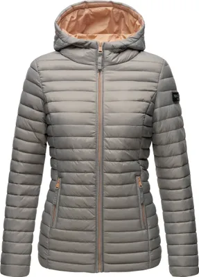 Produktbild von Marikoo Asraa Leichte Damen Herbst Steppjacke mit Kapuze Übergangsjacke Winterjacke Grau Gr. 34 - XS