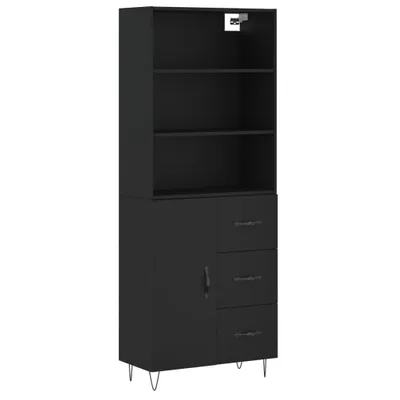 Produktbild von Highboard Schwarz 69,5x34x180 cm Holzwerkstoff