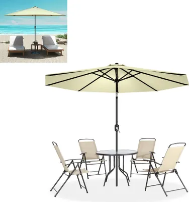 Produktbild von XINZI Sonnenschirm Terrassenschirm Ampelschirm Strandschirm mit Handkurbel Neigbar Gartenschirm, 300cm Beige(ohne LED)