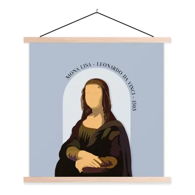 Produktbild von MuchoWow® Textilposter Mona Lisa - Blau - Vintage - Alte Meister 120x120 cm mit holzfarbenen Rahmen - Textil-Poster