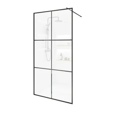 Produktbild von HOME DELUXE - Duschabtrennung - BAKI - Breite: 80 cm, Schwarzer Rahmen, Klarglas, 6 Raster Optik - 10 mm ESG - Sicherheitsglas I Walk in Dusche, Duschwand, Duschtür
