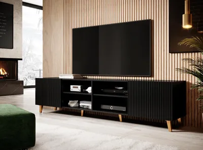 Produktbild von TV - Lowboard Fernsehtisch PAFOS 200 schwarz TV Schrank Wohnzimmerschrank