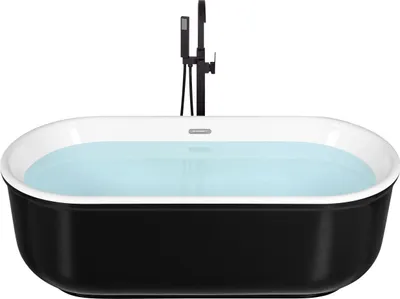 Obrázok produktu pre BELIANI Voľne stojaca vaňa čierna akrylát 170 x 80 cm lesklá povrchová úprava oválny tvar pre 1 osobu minimalistický dizajn moderný štýl kúpeľňa