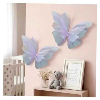 Produktbild von Große Schmetterlingsdekoration, 2 Stück lila 3D-Schmetterlinge aus Tüll – 19,69 Zoll für Hochzeiten und Foto-Requisiten