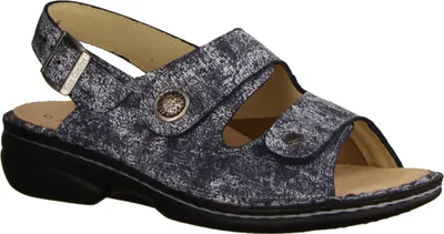 Produktbild von Finn Comfort Isera bequeme Sandale, Stretch, Marine, Leder, NEU - Damenschuhe Sandale bequem / lose Einlage, Blau, leder/stretch (isotto/stretchcamo)