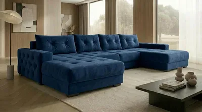 Produktbild von Ecksofa MODENA mit Schlaffunktion, Bonellfederkern und Bettkasten, Farbe: Blau