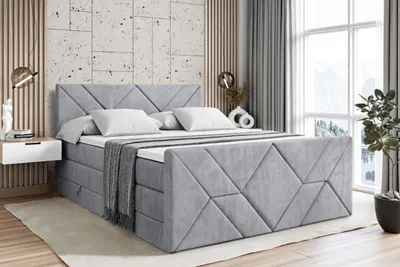 Produktbild von ALTDECOR Boxspringbett mit Fußteil, 2 Matratzen und Topper - 160x200 cm - BARWA-Z KING - Grau Monolith - Polsterbett mit, H3- und H4- Matratzen, Bettkasten und Lattenrost, Bett mit Stauraum