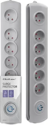 Image de Parasurtenseur Qoltec 50165 Gris 6 prise(s) AC 230 V 1,8 m