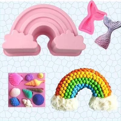Produktbild von Silikon-Backform Regenbogen-Torte, groß, Antihaft, für Kinder