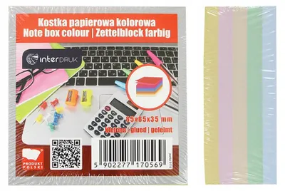 Produktbild von Interdruk farbiger Klebeblock Notizzettel 85x85x35 mm