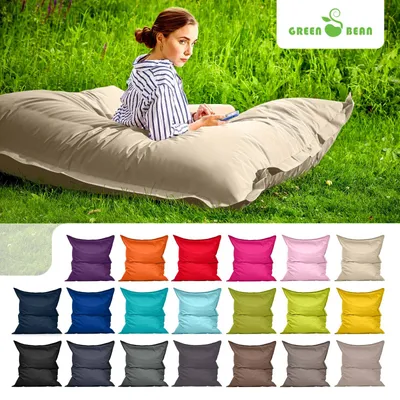 Produktbild von Green Bean® Indoor Sitzsack "Square" 120x160cm mit 270 Liter EPS Perlen Füllung - für Kinder & Erwachsene - Beige