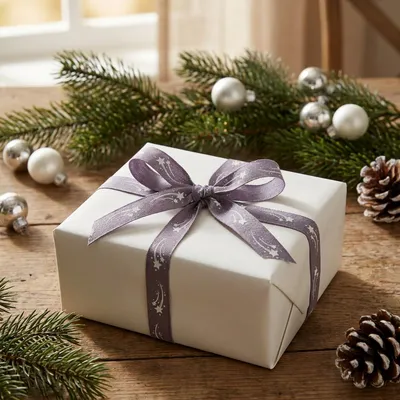 Produktbild von Geschenkband mit Schweifsternen für Weihnachtsdeko und Geschenkverpackung