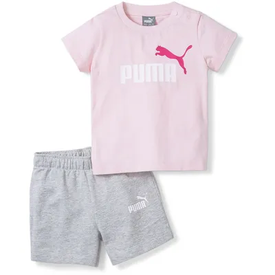 Zdjęcie produktu dla Zestaw koszulki i szortów Puma Minicats, różowo-szary, 845839 16, Odzież: 80