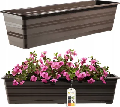 Immagine prodotto di Cassetta per fiori KADAX "Cati", cassetta da balcone in plastica, vaso per fiori per balcone, davanzale, fioriera, 60 cm, marrone