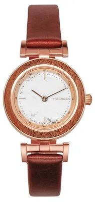 Holzkern Damenarmbanduhr Quarz Ida Walnuss/Marmor 1
