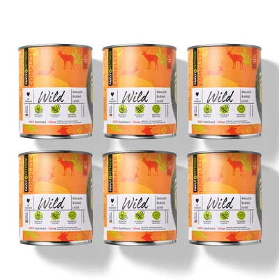 Produktbild von Favly Wild mit Amaranth, Brokkoli & Leinöl – 6×800 g Nassfutter für Hunde