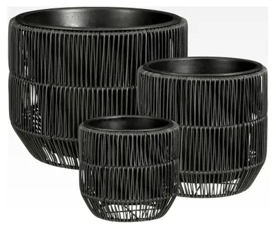 Produktbild von Peta Blumentöpfe – Set von 3 – Pflanzentopf für Blumen und Außenpflanzen – Schwarz