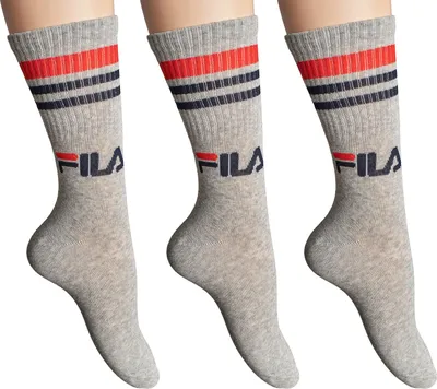 Immagine prodotto di FILA Calzini unisex 3 paia - Street, Sport, Lifestyle, Set di calzini, Righe, 35-46 Grigio 43-46 (9-11 UK)