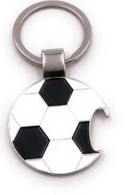Image de Onwomania Porte-clés décapsuleur bouchon couronne ballon de foot argenté pendentif Keychain