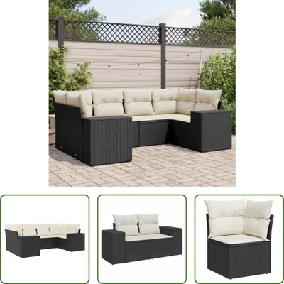 Produktbild von The Living Store 6-tlg. Garten-Sofagarnitur mit Kissen Schwarz Poly Rattan