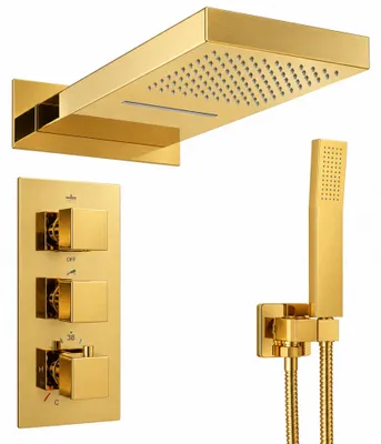 Produktbild von Silla Enzo Unterputz Duschset Gold, mit Thermostat, Regendusche, S-1159G