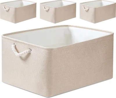 Produktbild von Stilvolle Faltbare Stoffaufbewahrungsboxen mit Baumwollgriffen für verschiedene Aufbewahrungsbedürfnisse
