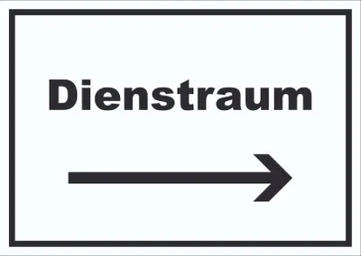 Produktbild von Dienstraum Schild mit Text und Richtungspfeil rechts Büro waagerecht A6 (105x148mm)