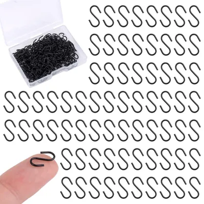200 Mini S-Haken aus Edelstahl, 1,3 cm, schwarz