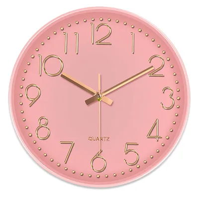 Produktbild von 30cm Wanduhr Rosa Rosegold Modern Minimalistisch Rund Analoge Uhr große Ziffern