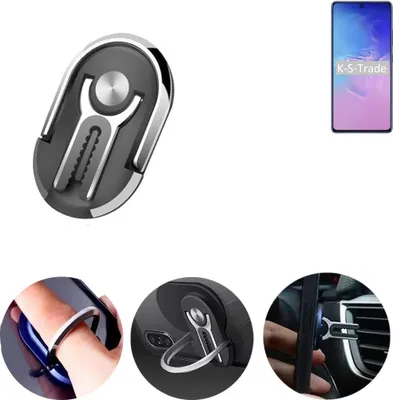 Produktbild von K-S-Trade 3in1 Smartphone-Ring Handy-Ring kompatibel mit Samsung Galaxy Note 10 Lite Fingerhalterung  Handyring Tischständer