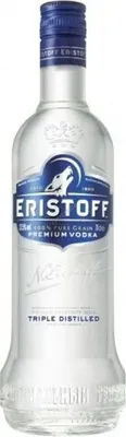 A clear studio shot of a bottle of Eristoff vodka.