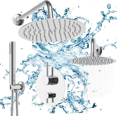 Zdjęcie produktu dla Granitan | zestaw prysznicowy podtynkowy - Glami chrom - Deszczownica 250 mm - Nowoczesny design - Minimalistyczny