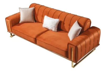 Produktbild von Sofa Orange 3 Sitzer Wohnzimmer Luxus Design Chesterfield Italienischer Stil