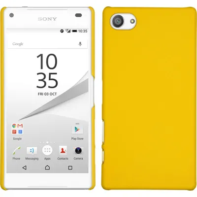 Produktbild von PhoneNatic Case kompatibel mit Sony Xperia Z5 Compact - Hülle gelb gummiert Hard-case + 2 Schutzfolien
