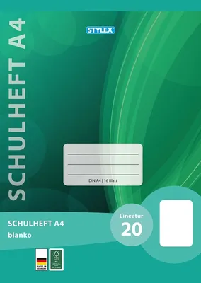 Produktbild von Schulheft DIN A4 Lineatur 20 blanco