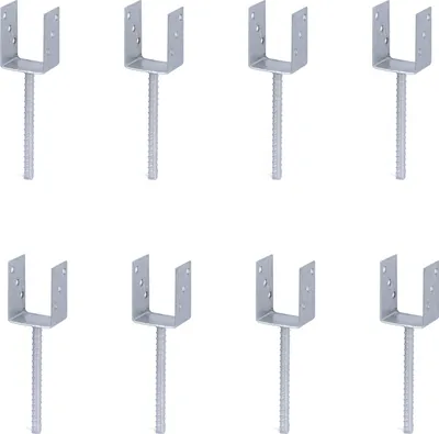 Produktbild von Alberts 8 x U-Pfostenträger mit Riffelstahl-Betonanker, 75x104 mm, Betonanker 200 mm, feuerverzinkt, zum Einbetonieren