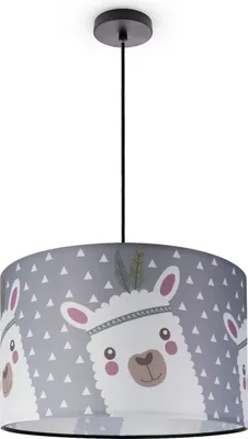 Produktbild von Kinderlampe Deckenlampe LED Pendelleuchte Kinderzimmer Lampe Lama-Motiv, E27 Leuchten Farbe / Größe Grau (Ø45.5cm)