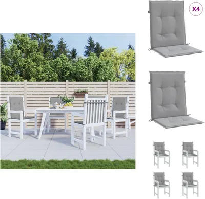 Image de vidaXL Coussin pour chaise de jardin à bas dossier 4 pcs. Gris Tissu Oxford - Coussin d'assise
