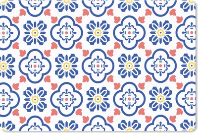 Produktbild von MuchoWow® Schreibtischunterlage Blume - Blau - Rot - Muster 60x40 cm - XXL Mauspad - Großes Mauspad