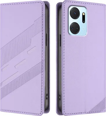 Produktbild von Hülle für Honor X7A, Kunstleder Brieftaschen Handyhülle mit Kartenfach und Standfunktion Violett