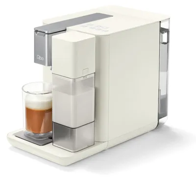 Produktbild von Tchibo Qbo MILK MASTER Premium Kapselmaschine für Cappuccino, Espresso, Caffè Crema, Caffè Grande, Milchschaum auf Knopfdruck mit abnehmbarem Milchtank 300ml, mit Abschaltautomatik, White Cashmere