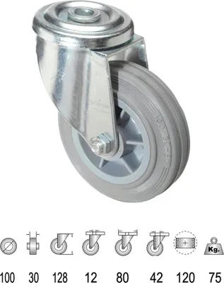 Immagine prodotto di Rullo industriale in gomma grigia, continua, 100 mm.