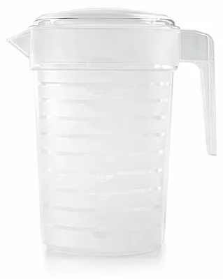Kunststoffkanne rund mit Dosierdeckel, BPA-frei, 2 l, weiß