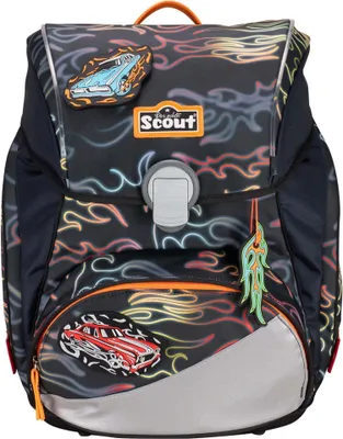 Produktbild von Scout Schulranzen Safety Light Alpha Set 4-teilig Flames dunkelgrau